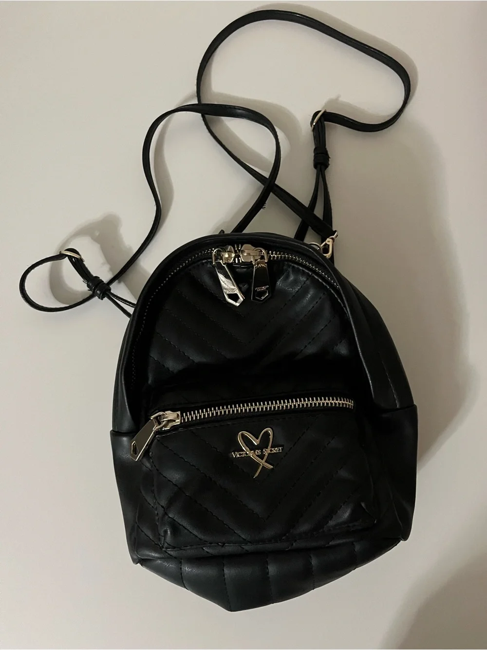 Victoria’s Secret Heart Black Quilted Mini Backpack - Picture 2 of 5